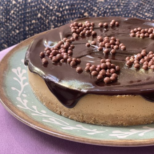 Cheesecake de doce de leite com ganache de chocolate da Chef Carolina Garofani