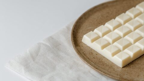 delicious white chocolate on ceramic plate